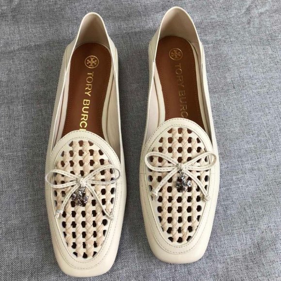 Tory Burch $348 CONVERTIBLE TORY CHARM WOVEN LOAFER Ivory Cream - Picture 3 of 13